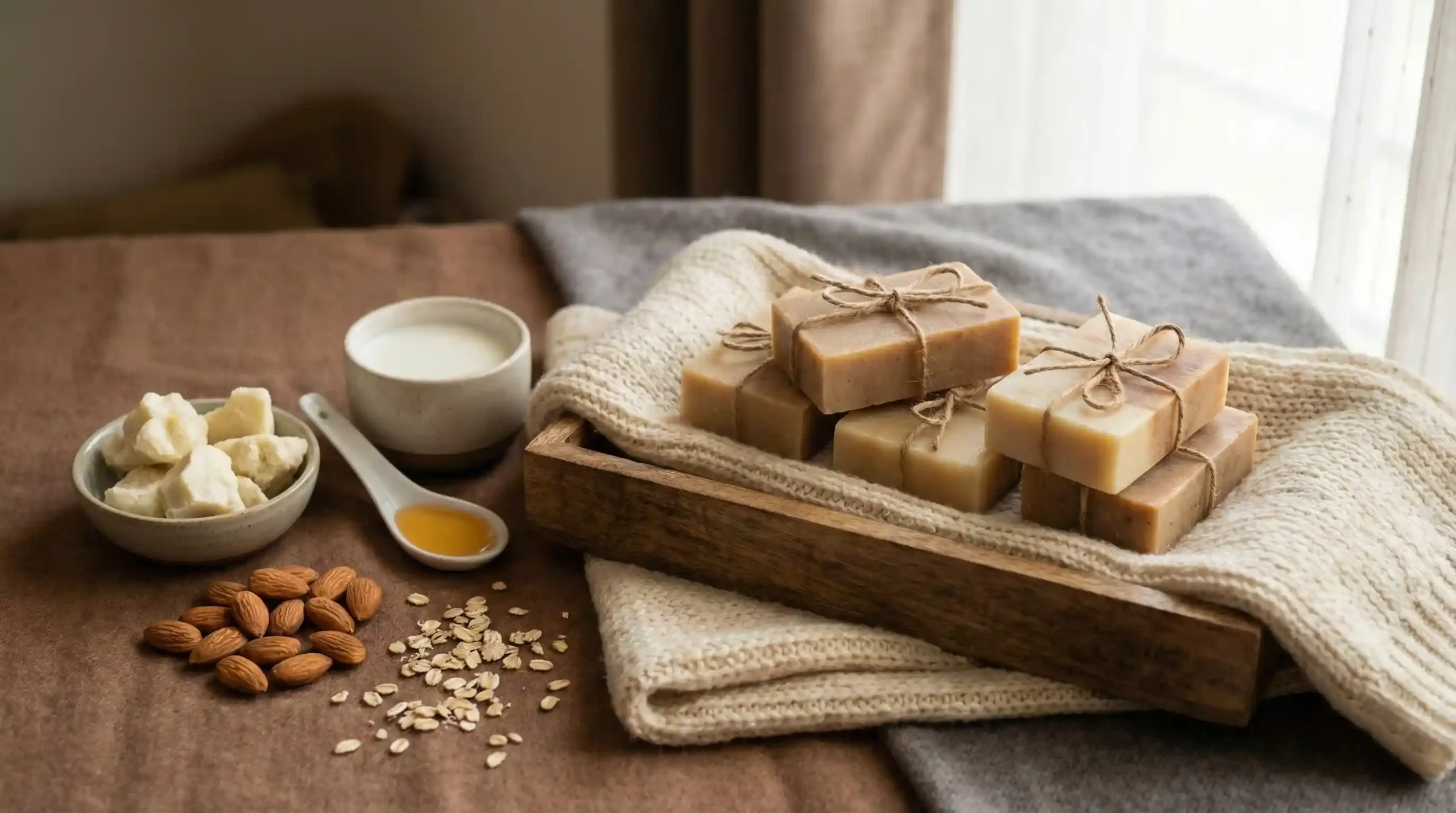 Handmade soap for dry skin in winter
